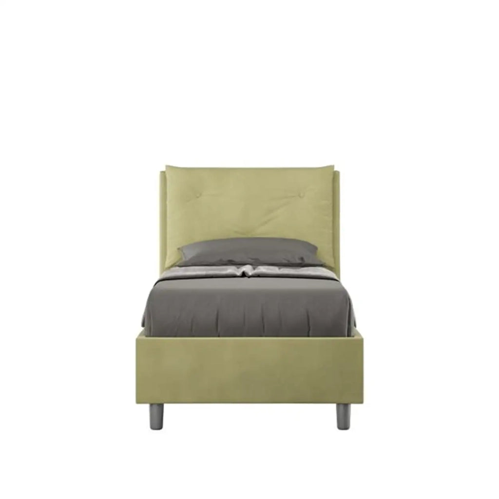 Letto singolo senza rete imbottito 80x190 microfibra tè verde Appia