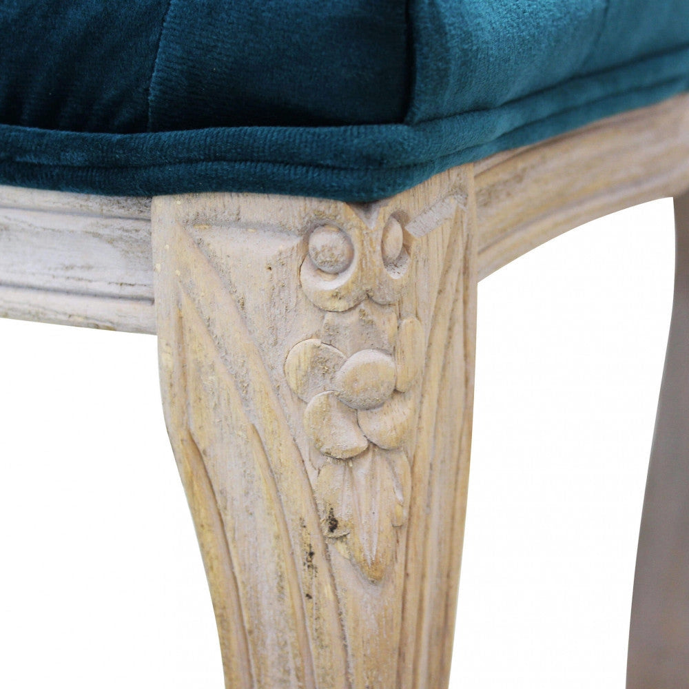 Panca Misty in Velluto Blu 110x36x47 h cm in Legno Blu