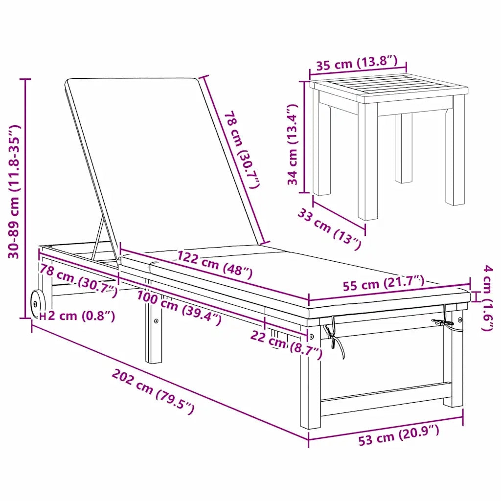 Lettino da sole Marrone 202 x 53 x 89 cm 4108107