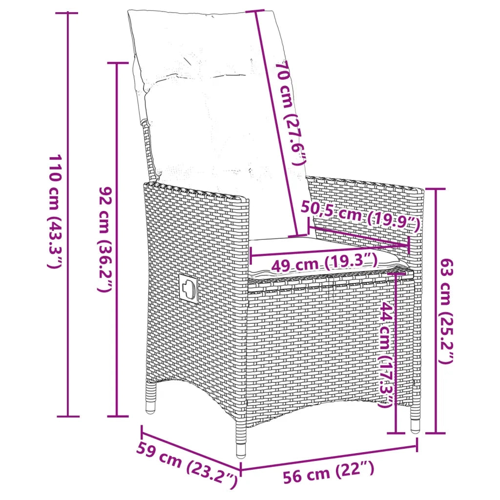 Set da Pranzo da Giardino 5pz con Cuscini in Polyrattan Marrone 3276770