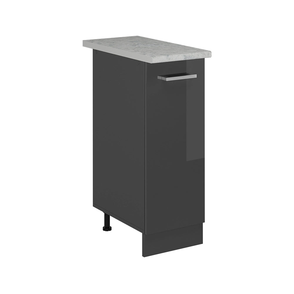 Armadio cucina dispensa alto R-Line Antracite lucido/Antracite 30 cm PL Marmo Vicco