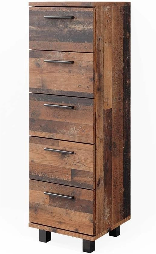 Cassettiera da bagno Ilias, Bianco, 30 x 95 cm, adatto per il montaggio a parete e combinabile con la serie Ilias