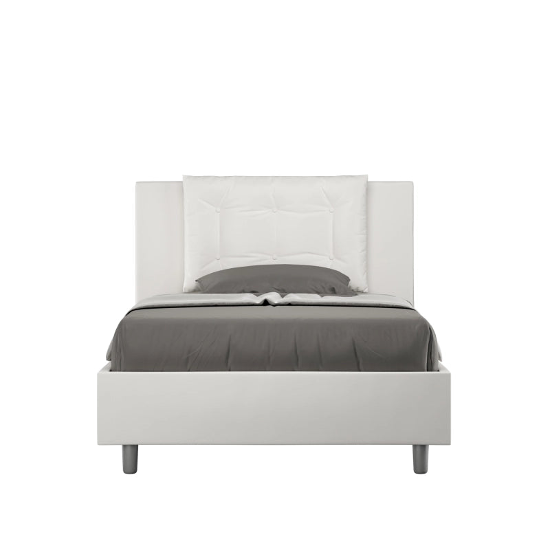 Letto imbottito 1 piazza e mezza 120x190 cm Annalisa - Bianco,Similpelle,Con rete