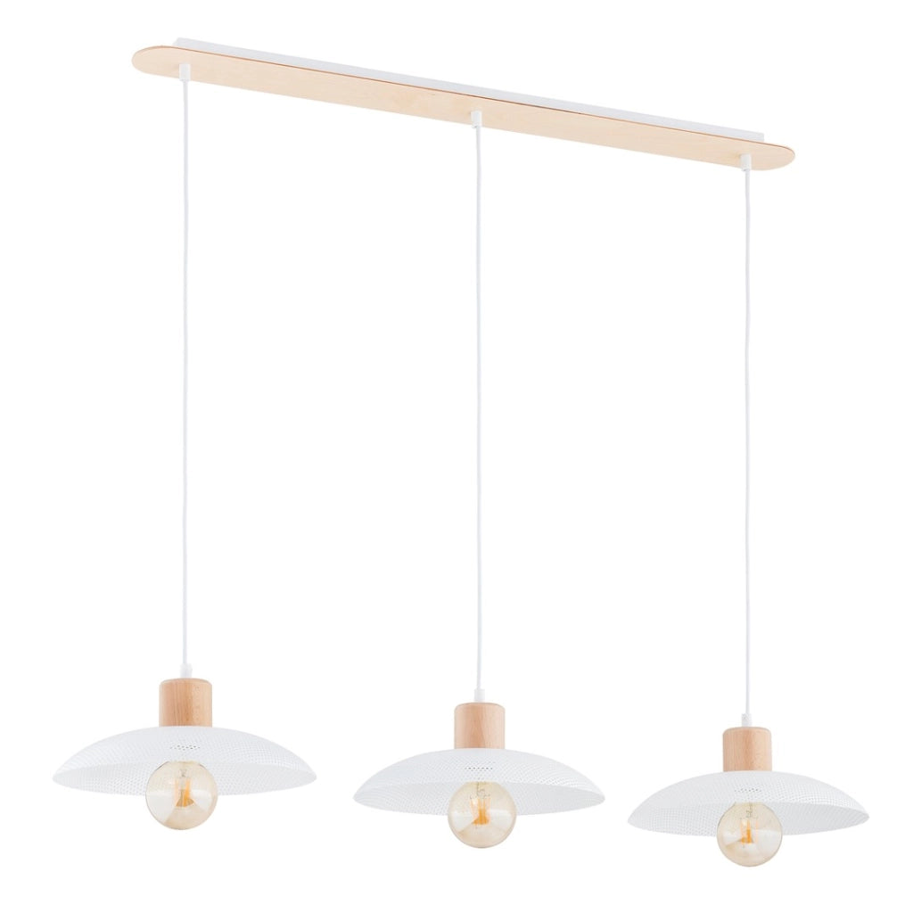 Lampada a sospensione Kobe legno chiaro 3xE27 Emibig