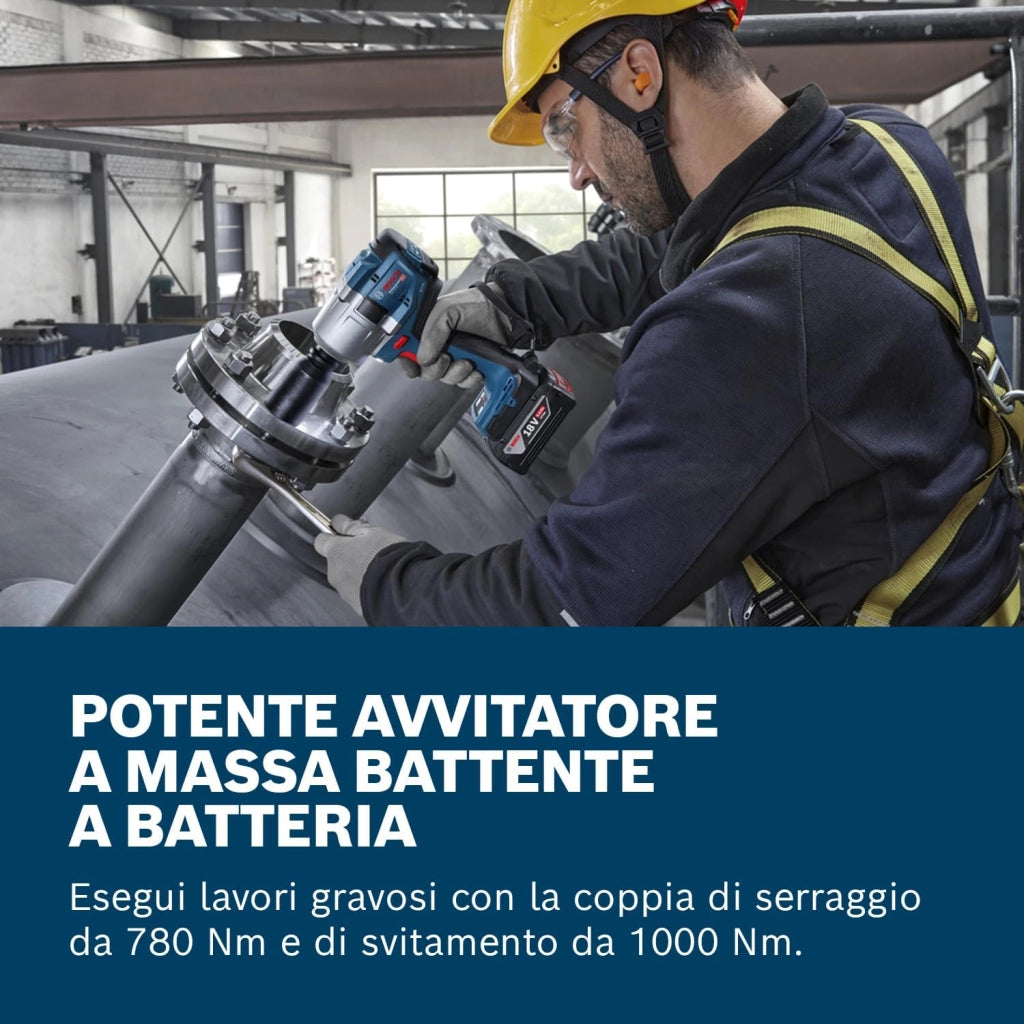 Bosch Professional 18V System Avvitatore a massa battente a batteria GDS 18V-780 (incl. 2 batterie 5.0Ah, GAL 18V-40, valigetta)