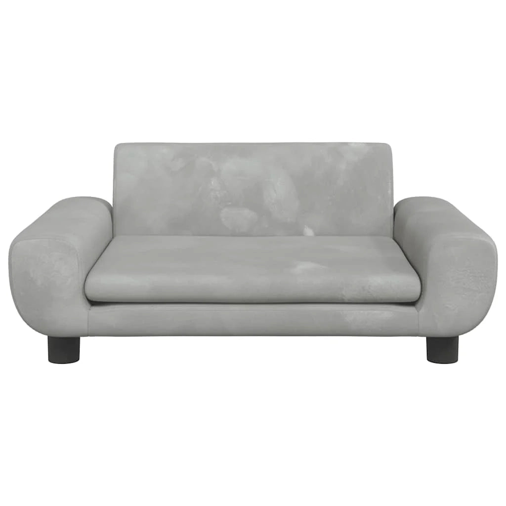 Cuccia per cani comoda cesta da divano colore chiaro 70 x 45 x 33 cm velluto grigio 02_0043114