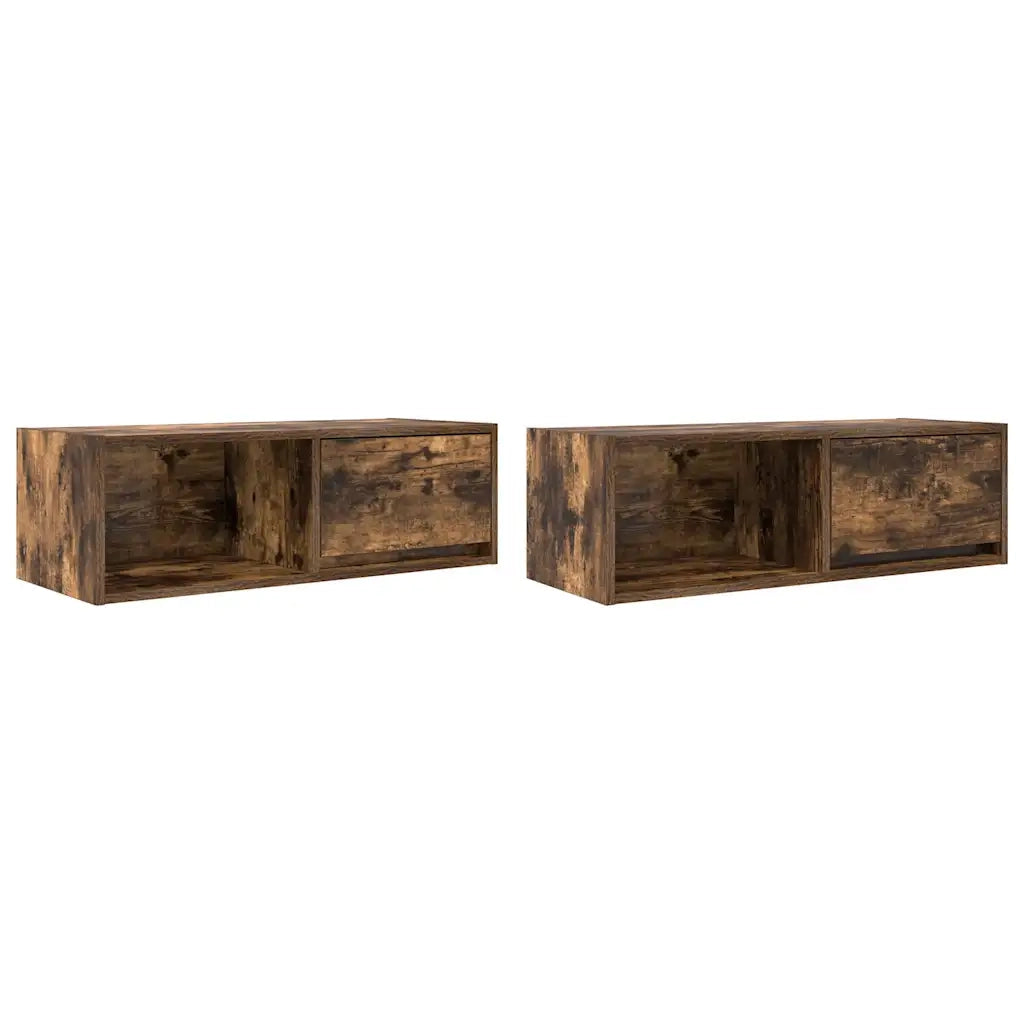 Mobili TV 2 pz Rovere Fumo 80x31x25,5 cm Legno Multistrato