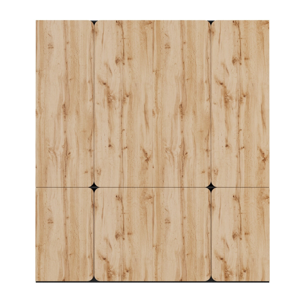 Armadio a 8 Ante in MDF con 6 Cassetti; Guardaroba Color Rovere Moderno per Camera da Letto; 180x50x200 cm