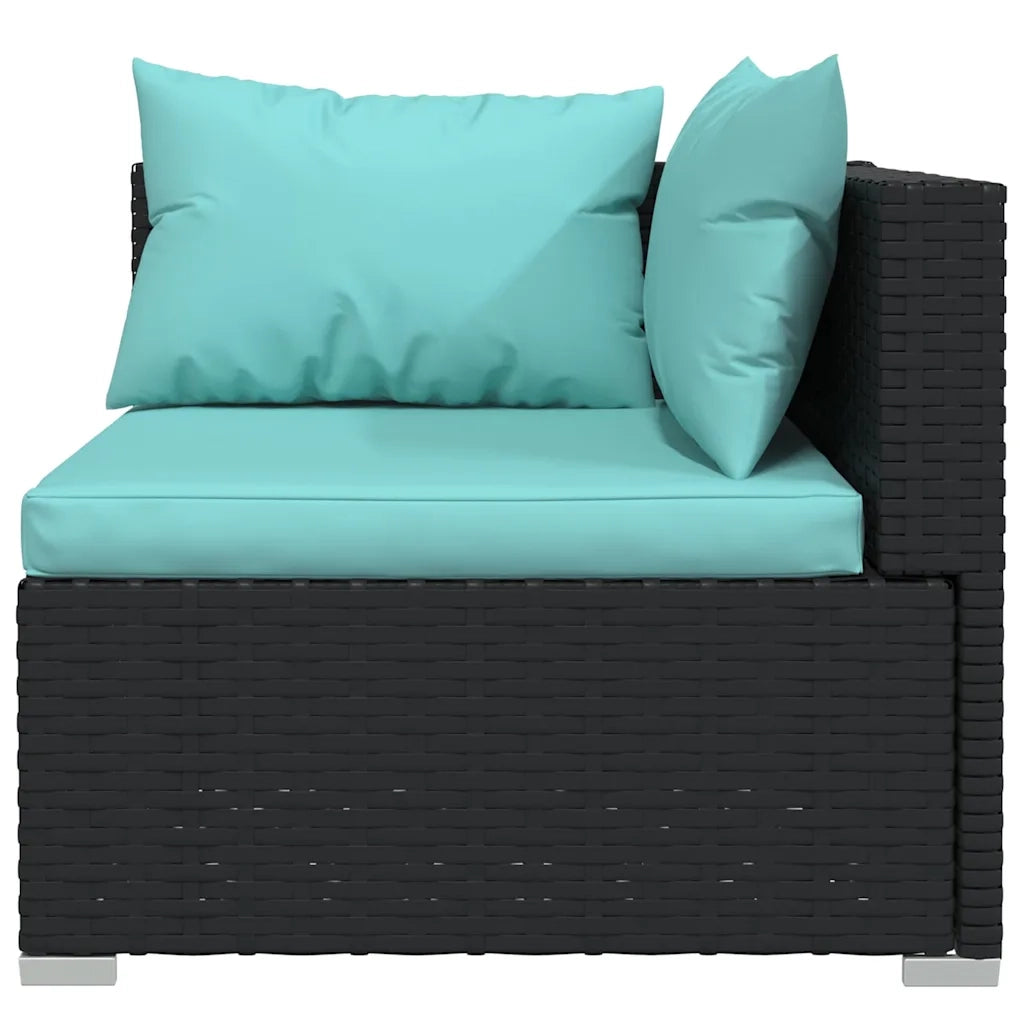 Salotto da Giardino-Set Divani da Giardino 3 pz con Cuscini Nero in Polyrattan 171097