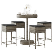 vidaXL Set Bar da Giardino 5 pz con Cuscini in Polyrattan Grigio