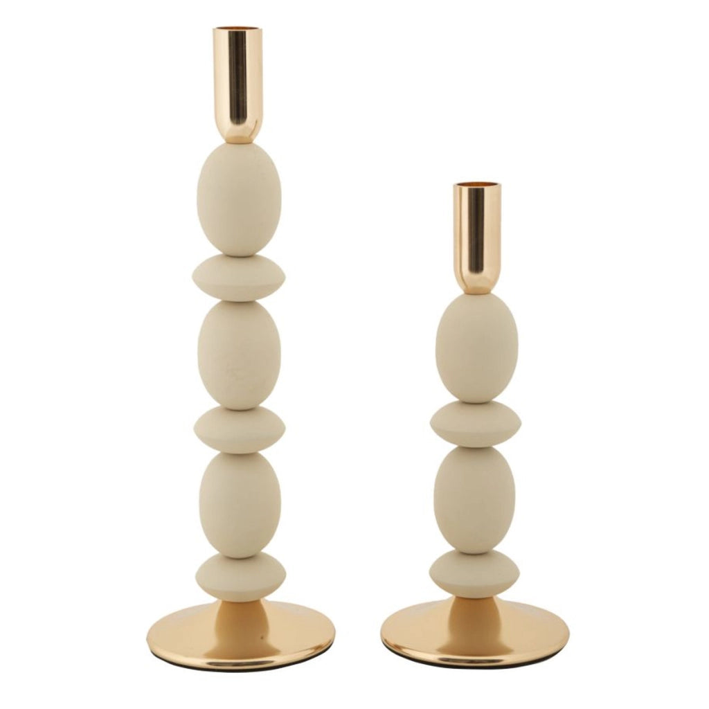 Portacandela VKH929, Beige, Acciaio, 10x10x33,5 cm