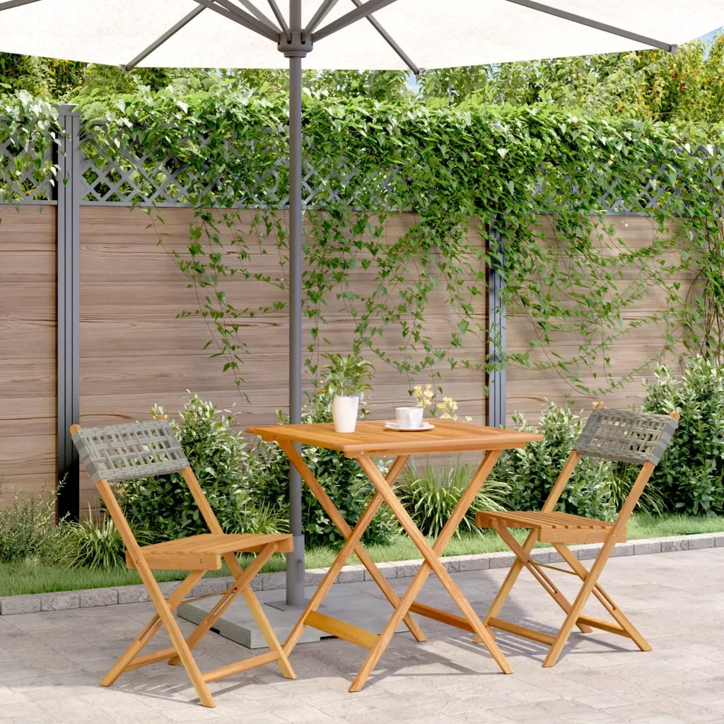 Set da Bistrot 3 pz Grigio in Polyrattan e Legno Massello 3281863