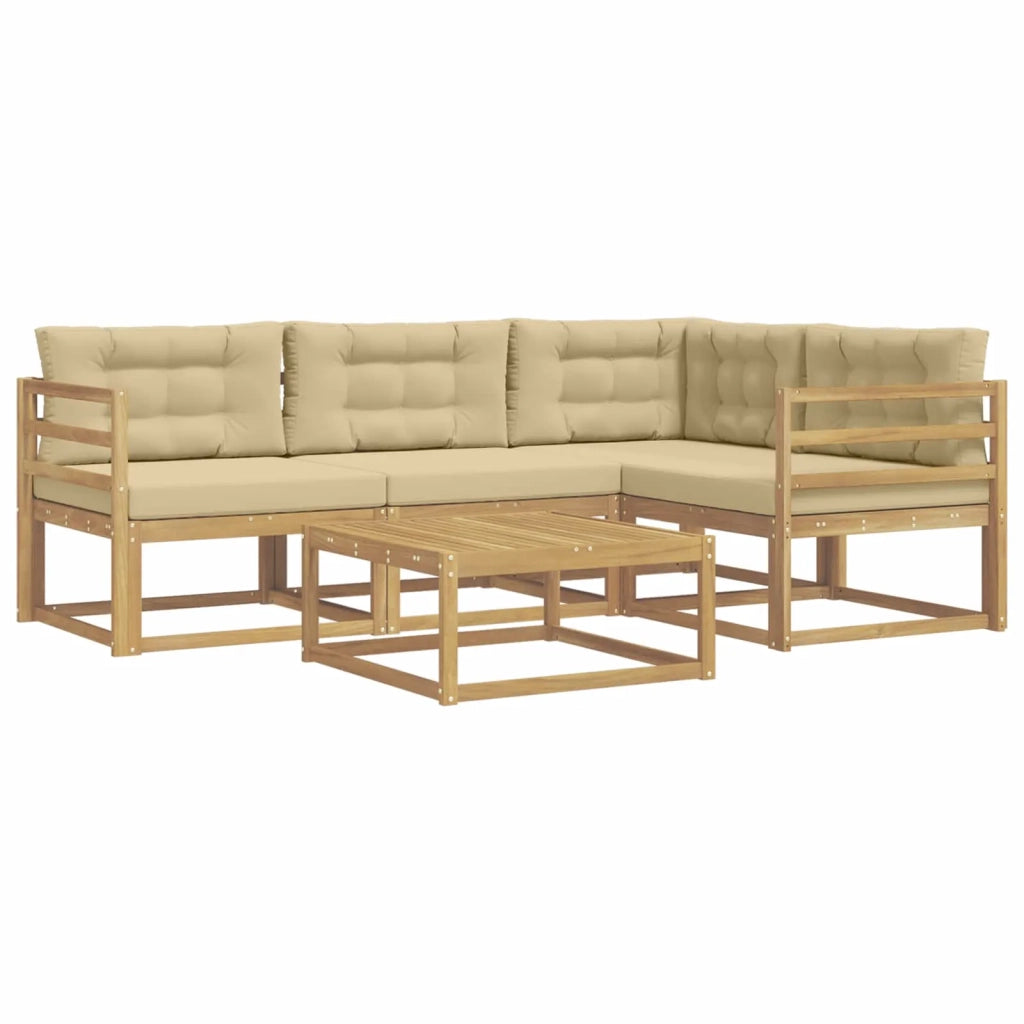 Set di divani da esterno 5 pcs Bianco e Beige 79 x 79 x 37 cm
