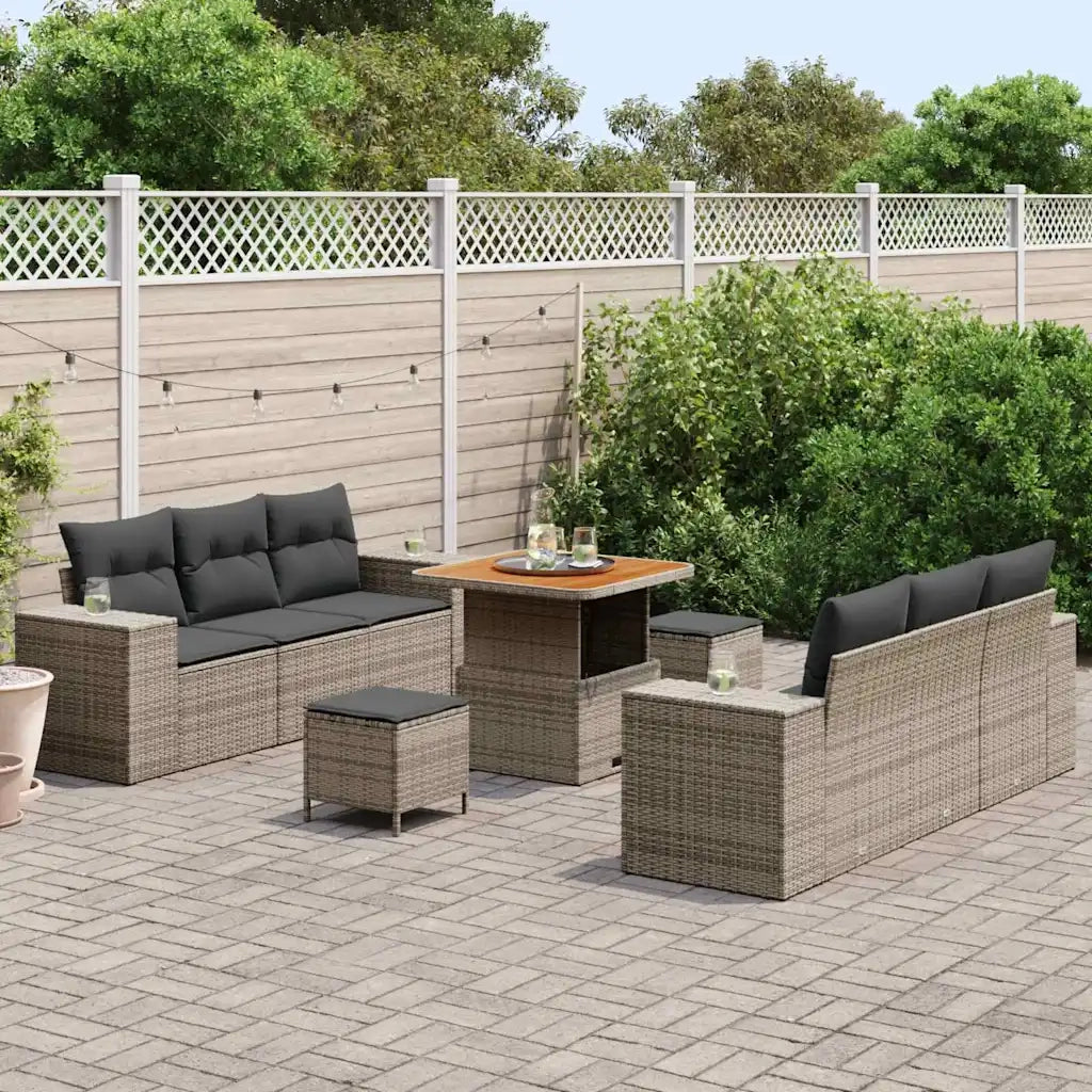 Set Divano da Giardino con cuscino Grigio 221 x 204 x 85 cm 3363908