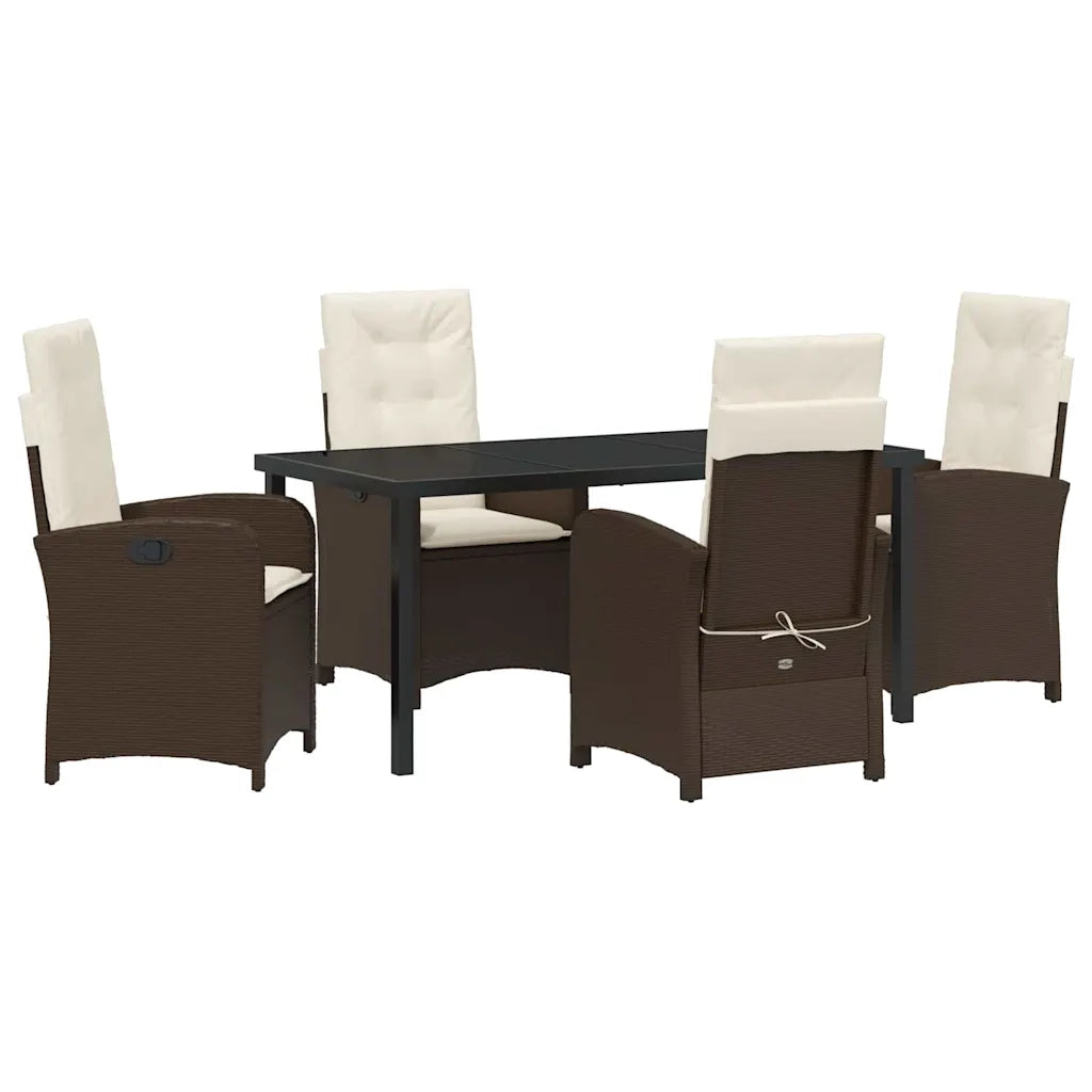 Set da Pranzo per Giardino con cuscino 5 pcs Marrone polyrattan 3380270