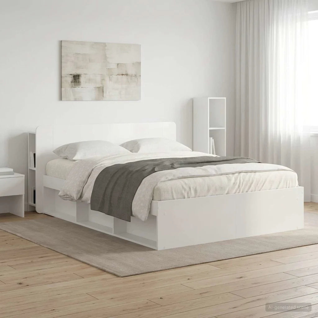 Testata del letto Bianco Lucido Legno ingegnerizzato