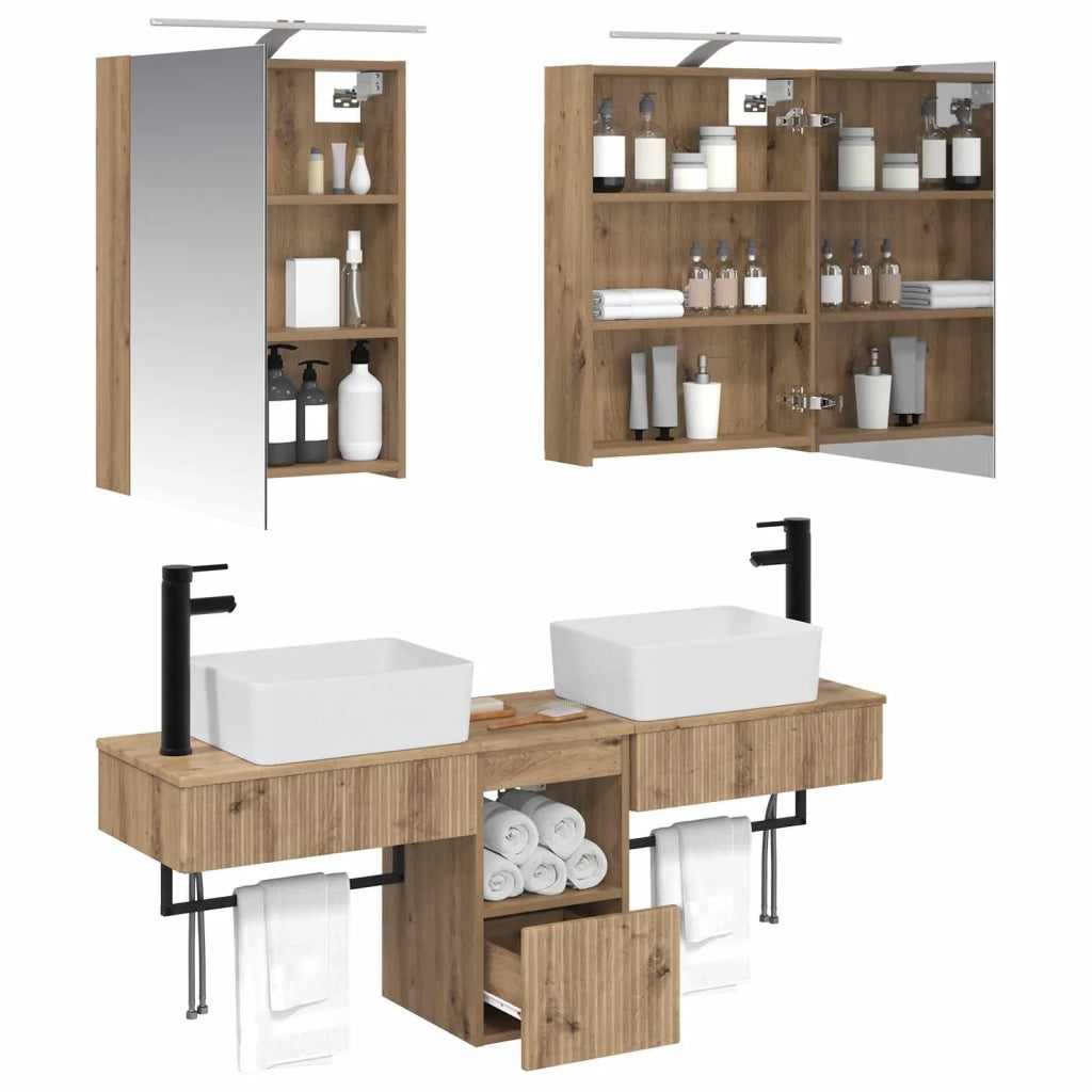 Set di Armadi da Bagno 5 pcs Rovere Artigianale 3406318