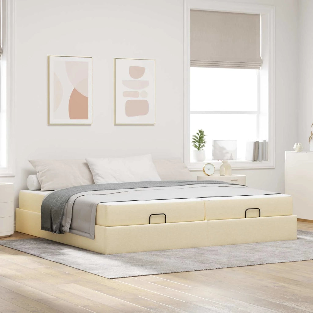 Struttura letto con materasso con materasso 2 pcs Crema Tessuto 3399520