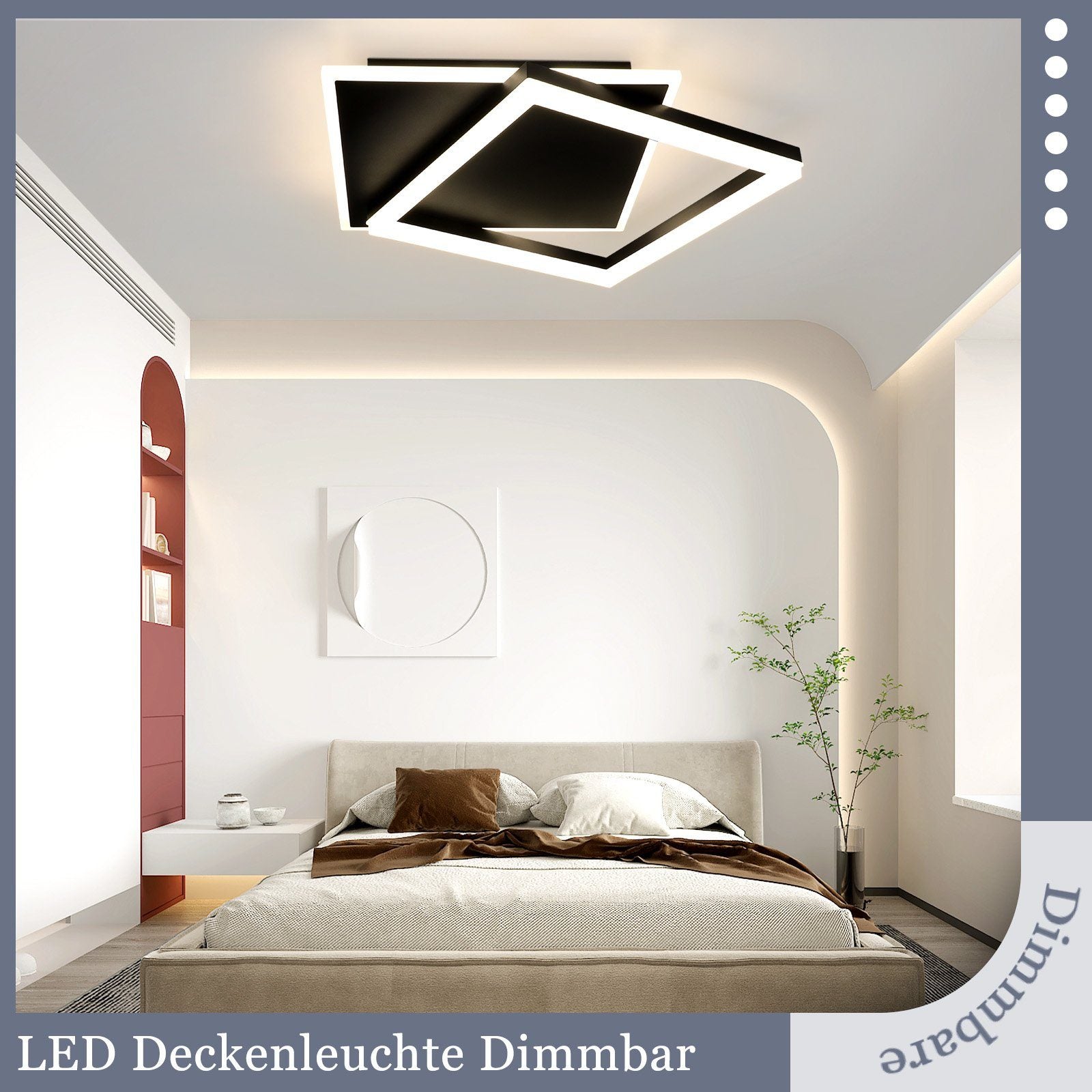 ZMH Lampada da soffitto plafoniera LED nera 42W per soggiorno camera letto