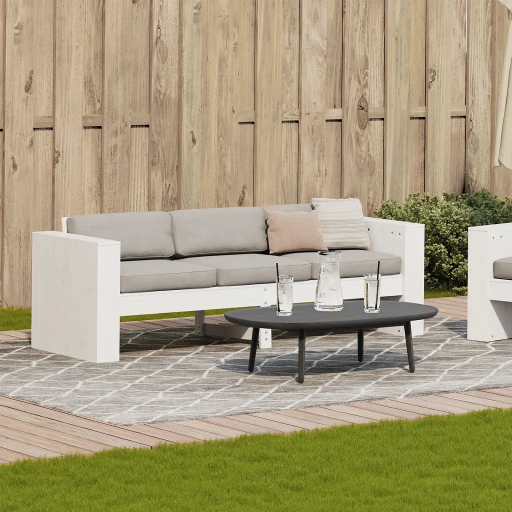 Divano Giardino 3 Posti Bianco 189x60x62 cm Legno Massello Pino 832374