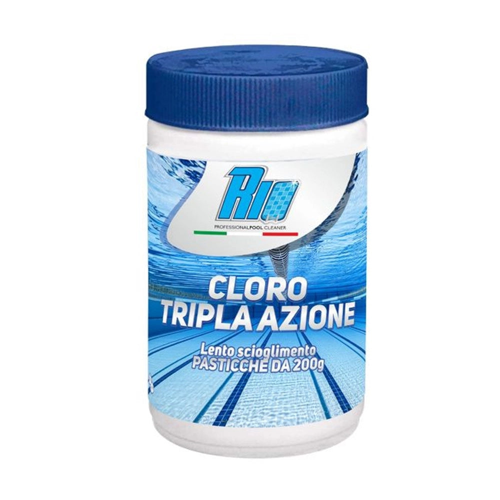 Trade Shop - Pastiglie Cloro Tripla Azione 200g Lento Scioglimento Trattamento Acqua Piscina 1kg 655523a -