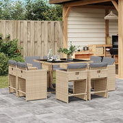 Set Pranzo da Giardino 9 pz con Cuscini Beige Misto Polyrattan 3211200