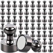 Magnetodi neodimio extra potente - 54 pezzi piccoli, decorativi lucidi neri - Magnetodi forti per frigorifero e whiteboard per ufficio