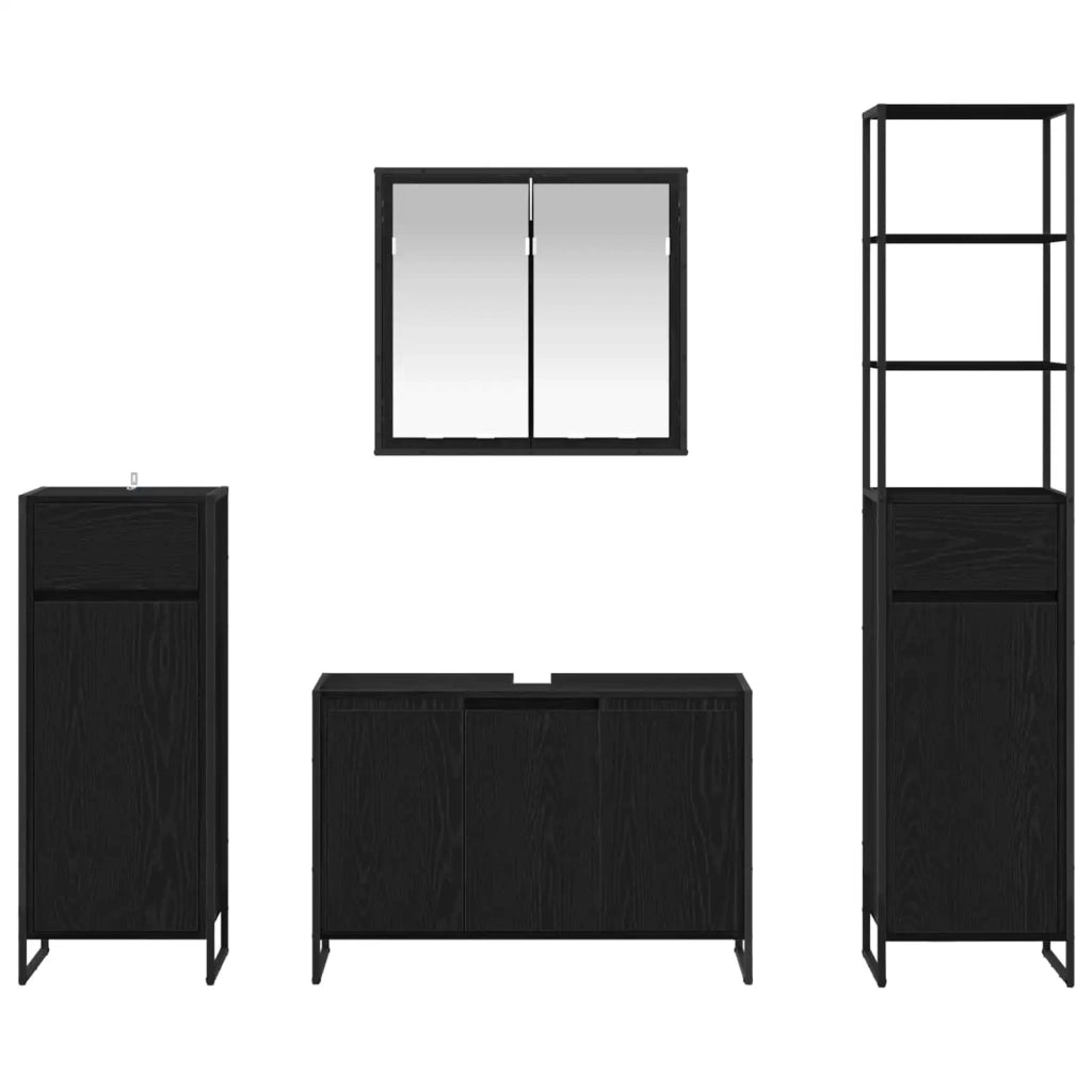 Set di mobili per il bagno Rovere Nero Legno multistrato 3403046