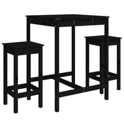 Set Bar da Giardino 3 pz | Set Salotto da Giardino Nero in Legno Massello di Pino