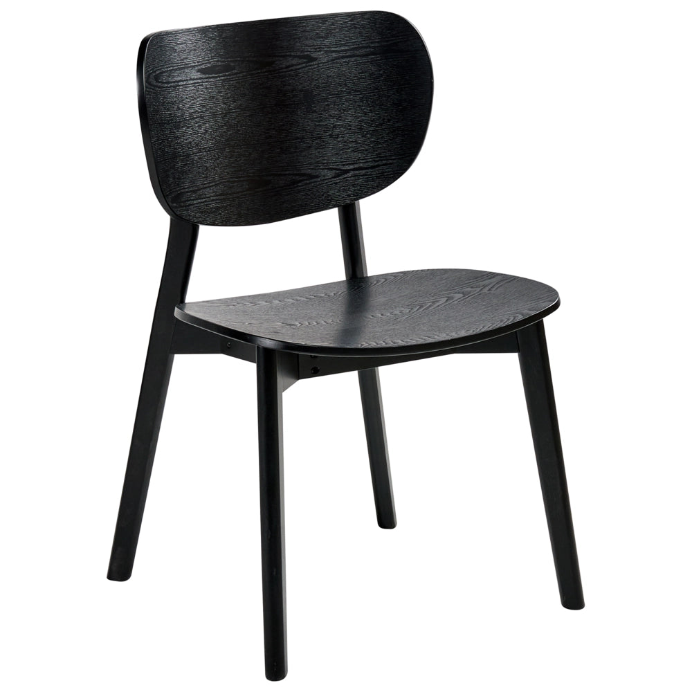Set di 2 sedie da pranzo con struttura in legno di gomma nero, senza braccioli, design minimalista