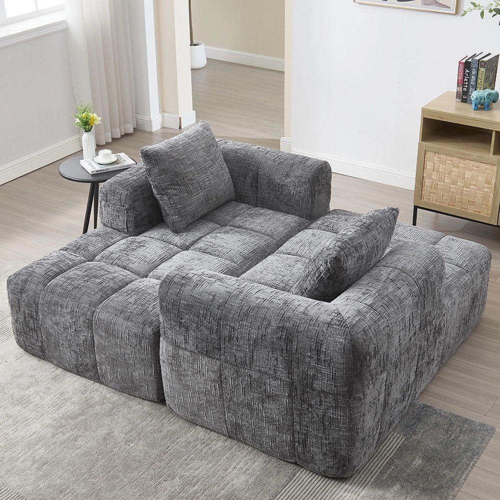 Divano angolare moderno - Xylo - 3 posti in L, chenille, grigio
