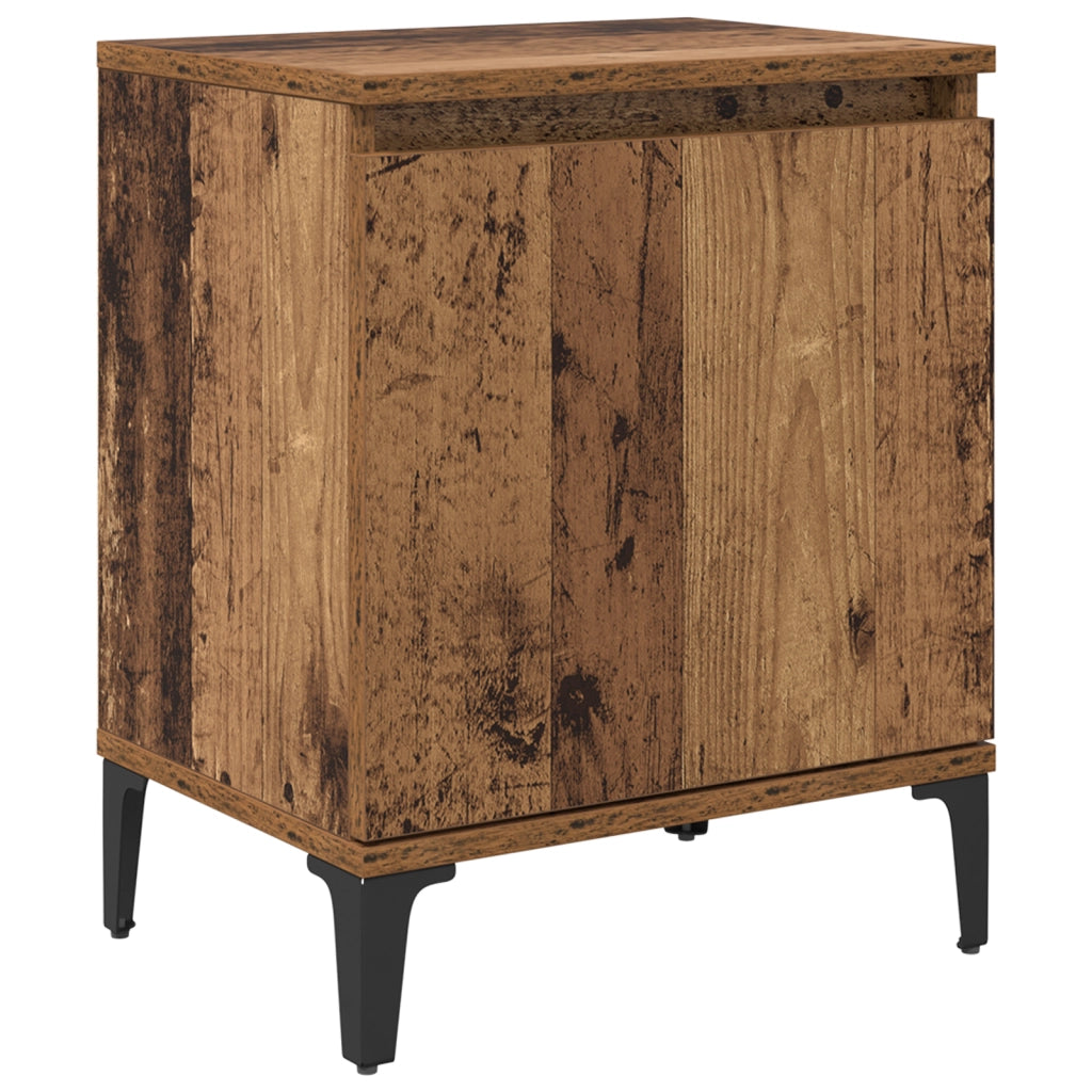 Comodino in Legno Vecchio Legno Vecchio Legno massello, metallo
