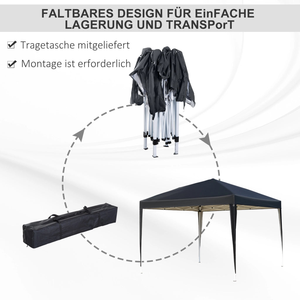 Padiglione circa 3x3m gazebo pieghevole impermeabile stabile e impermeabile per l'inverno protezione UV tenda da giardino pieghevole con borsa gazebo da giardino per campeggio nera
