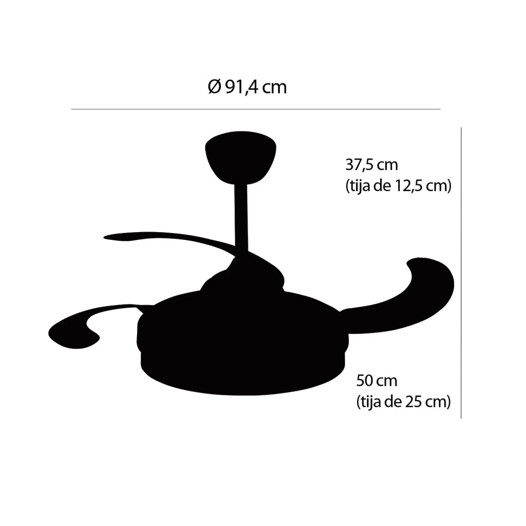 LÚZETE - VENTILATORE DA SOFFITTO LED 38W REGOLABILE 4 PALE PIEGHEVOLI NASHVILLE