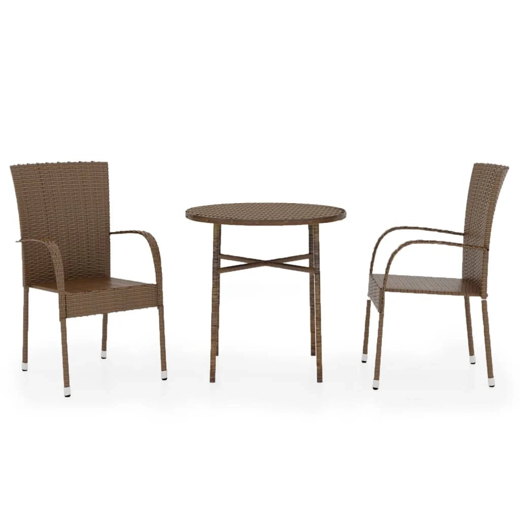Set da pranzo da giardino per esterni 3 pezzi in resina di vimini marrone 02_0013689