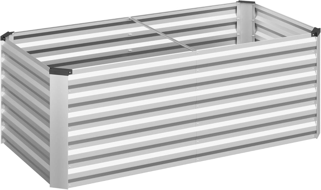 Orto Urbano in Metallo, Fioriera Esterno per Verdure, Frutta e Fiori, Bancal Orto per Giardino, Patio e Terrazza, 160 x 80 x 56 cm, Argento