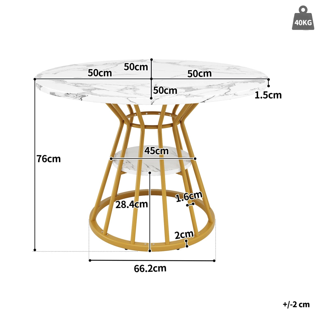 Tavolo da pranzo per 4 persone con 4 sedie in velluto, piano effetto marmo, in MDF e metallo, oro, 100 × 100 × 76 cm