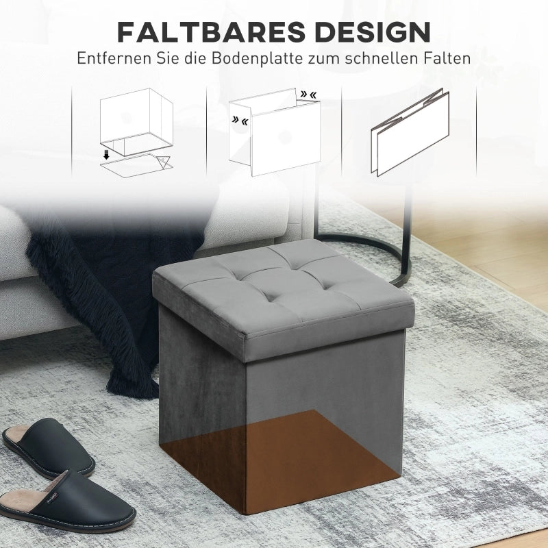 POUF Contenitore Pieghevole 38x38x38 cm Grigio in poliestere