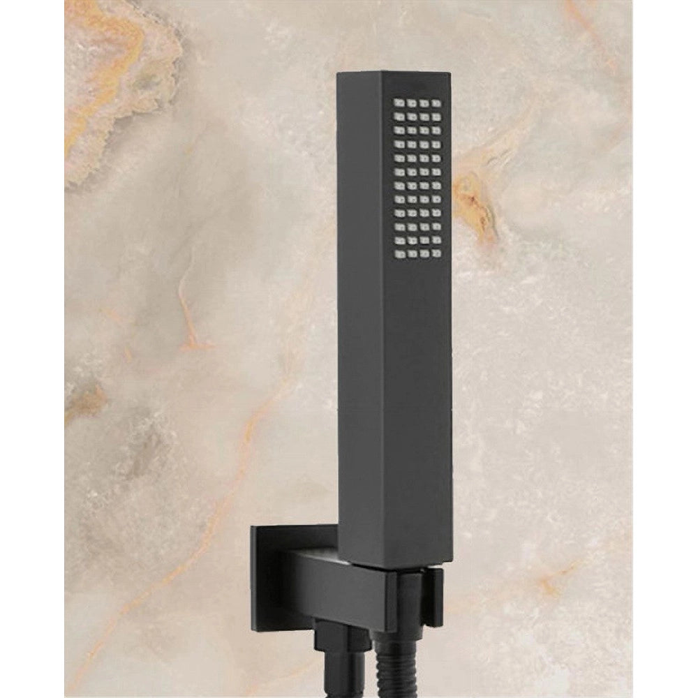 Trade Shop - Doccetta Doccino Quadrato Slim Ultra Moderno Nero Soffione Doccia Bagno Vasca 87478 -