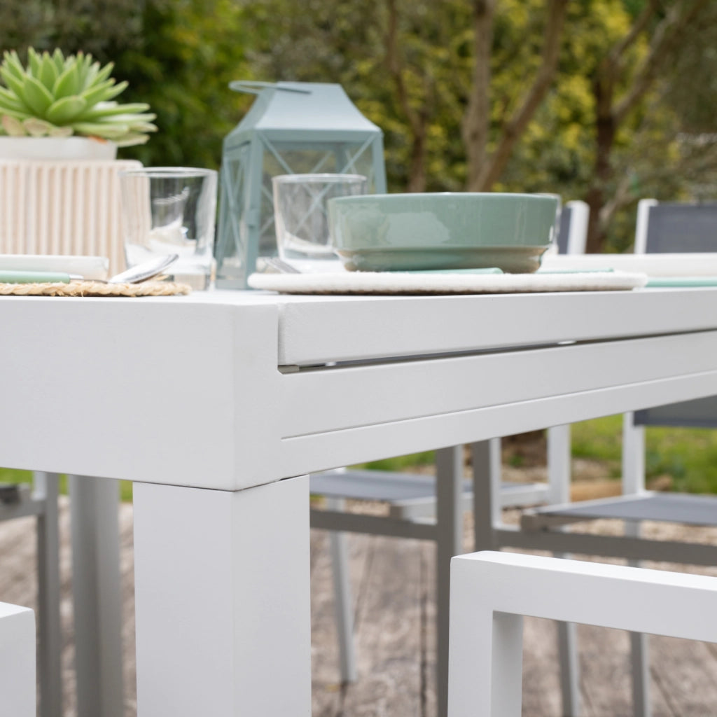VENEZIASet di mobili da giardino estensibili in textilene grigio 140/200 - alluminio bianco