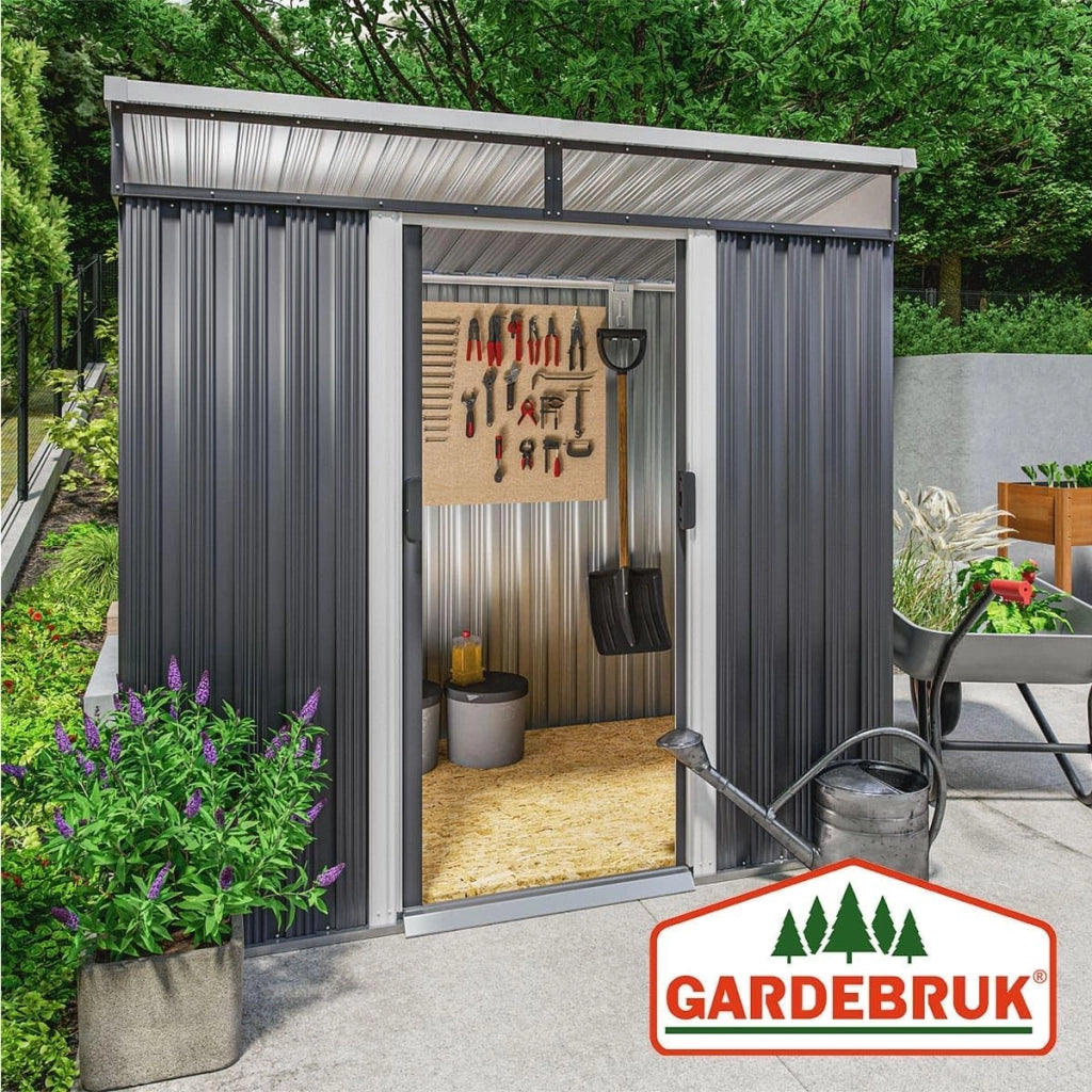 ® Casetta da Giardino in Metallo 2m² con Fondazione 200x125x180cm 2 Finestre Capanno per Attrezzi 4m³ Esterno