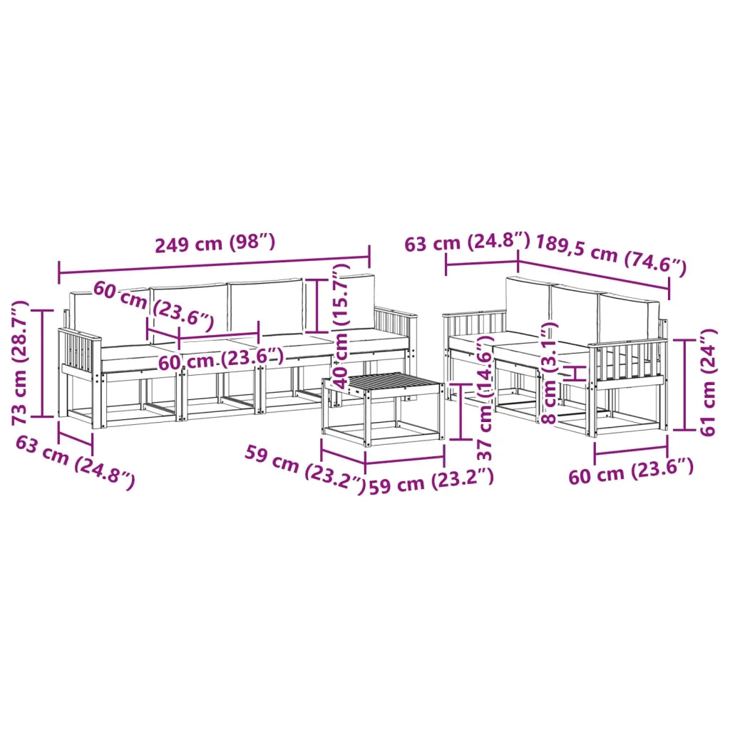 Set di divani da esterno 7 pz 3387346