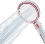 Douchekop con filtro, attivo carbone, economia d'acqua, funzione di arresto, doccia manuale, rimozione cloruri, alta pressione per acqua dura (rosé oro)
