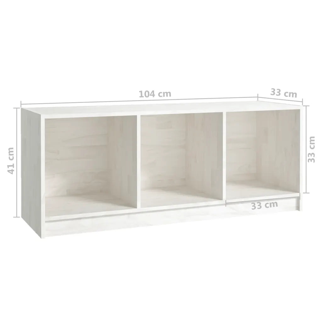 Mobile Porta TV Bianco 104x33x41 cm in Legno Massello di Pino 809961