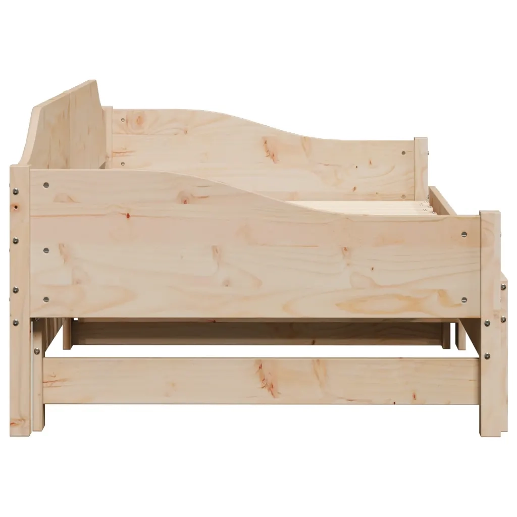 Divano Letto con Letto Estraibile 90x200cm Legno Massello Pino 850905