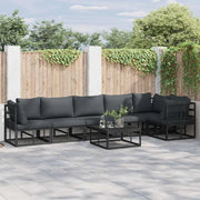 vidaXL Set Divano da Giardino con cuscino 6 pcs Nero Alluminio