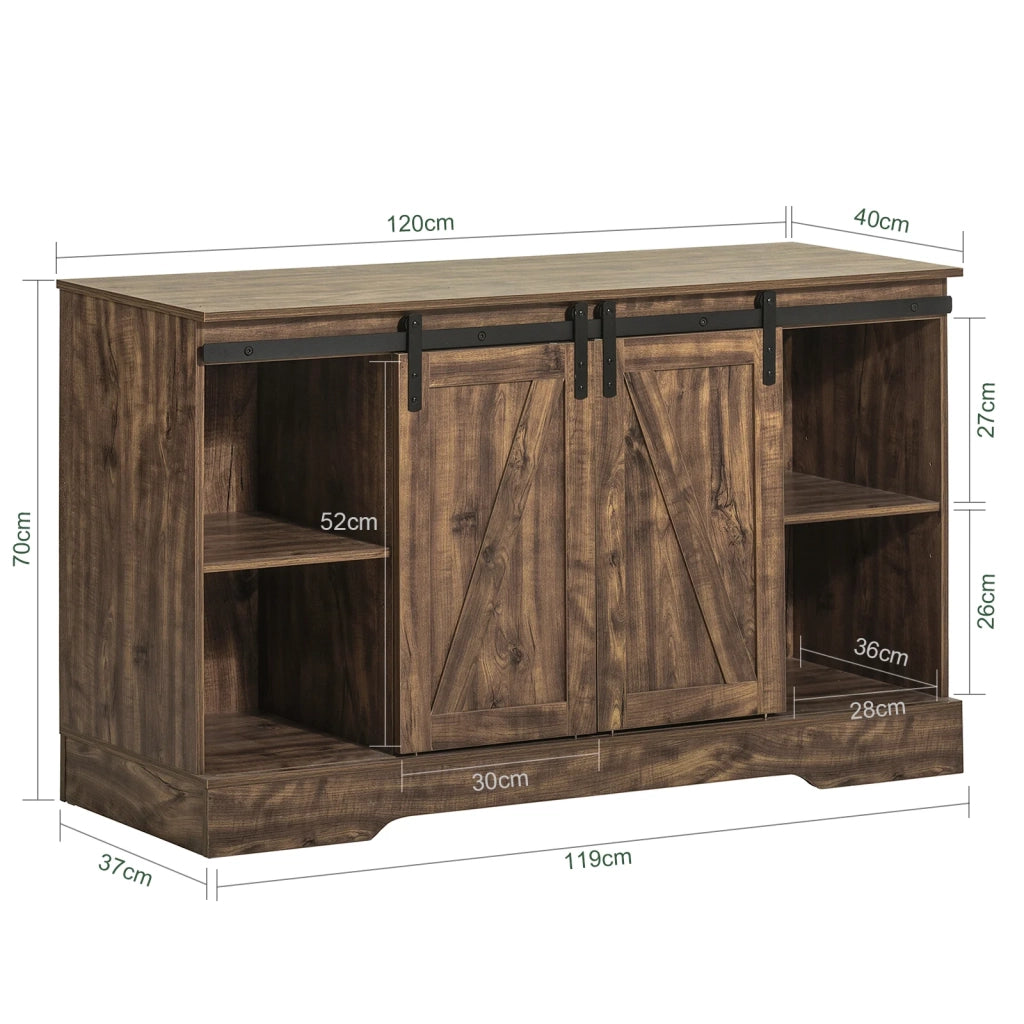 Credenza con ante scorrevoli, Mobile da ingresso, Scarpiera, Armadietto multifunzionale Marrone FSB60-N SoBuy