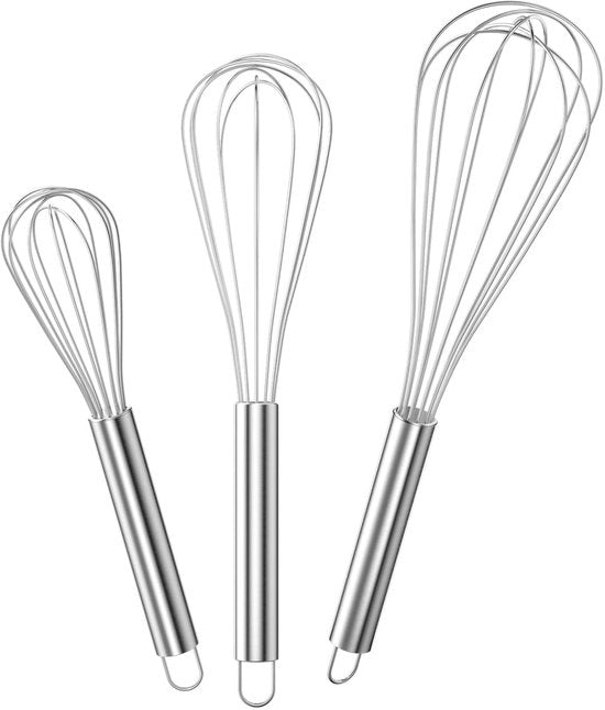 Set di Garde in Acciaio Inossidabile, 3 Pezzi Inclusi 21cm, 26cm, 29cm per Mescolare, Frantumare Uova, Montare, Schiacciare, Set di Garde di Alta Qualità per Cucina, Sala da Pranzo, Argento