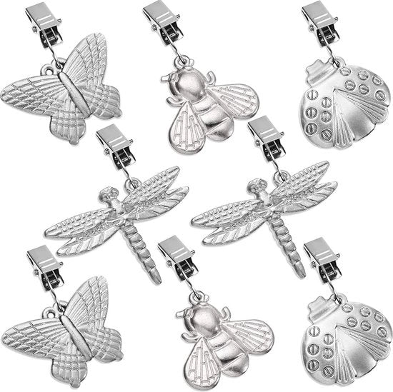Set di pesi per tovaglia da tavolo, 8 pezzi, pesi in acciaio inossidabile, tovagliapesi con clip, tovagliapesi farfalla, tovagliaklem, esterno