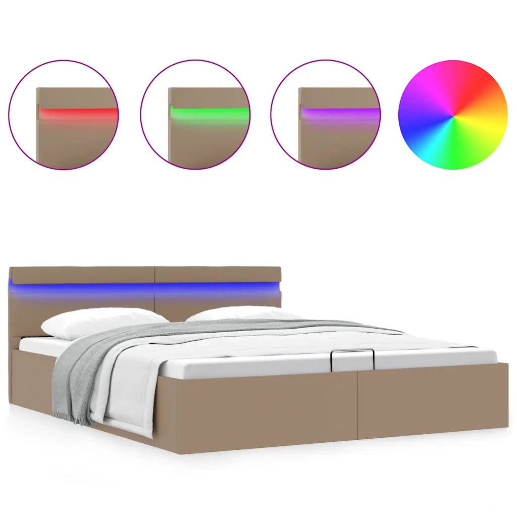 Giroletto Idraulico con LED Cappuccino Similpelle 180x200cm 285563